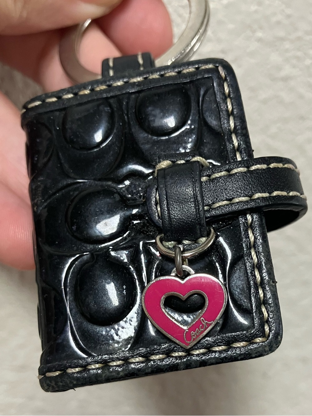 Black Coach Book Photo Charm Keychain